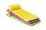 Group of inflatable beach mattresses with different colors