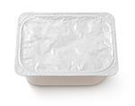 Top view of rectangular aluminum foil cover food tray isolated on white background with clipping path