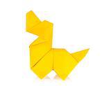 Yellow dog of origami, Isolated on white background
