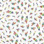 Vector Seamless Multicolor Memphis Style Confetti Lines Jumble Pattern. Abstract Festive Background Design