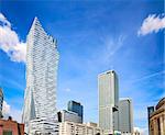 Modern residential and office buildings in the center of Warsaw.