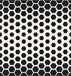 Vector Seamless Black and White Halftone Hexagon Pattern. Abstract Geometric Background Design