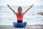 serenity and yoga practicing at the sea