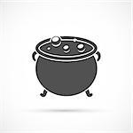 Witch cauldron icon on white background