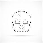 Halloween skull outline icon on white background
