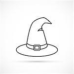 Witch hat outline icon on white background