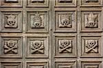 Detail of Wooden Door at Chiesa del Purgatorio, Matera, Basilicata, Italy