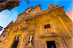 he imposing facade of the Baroque Cathedral of Saint Agatha in Gallipoli in Puglia, Italy