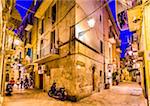 Street Scene at Night in Bari, Puglia, Italy