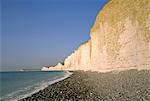 The Seven Sisters chalk cliffs seen from the beach at Birling Gap, East Sussex, England, UK