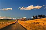 Gravel road and Hawkdun Range, Ranfurly, Central Otago, South Island, New Zealand, Pacific