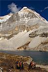 Dauzhengcuo Lake (5 color lake) and Xiannairi mountain, Yading Nature Reserve, Sichuan Province, China, Asia