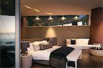 Illuminated luxury home showcase interior bedroom