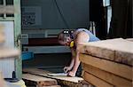 Carpenter working in workshop