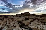 View of sunburst over rock formation, Alstrom Point, Utah, USA