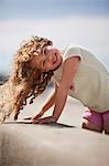 Portrait of young girl at the beach.