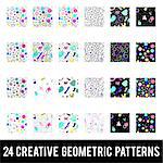 Set of creative geometric patterns. Memphis style. Colorful Abstract. 80s