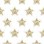 Gold foil shimmer glitter star white seamless pattern. Vector shimmer abstract stars golden texture. Sparkle shiny background.