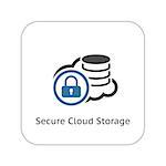 Secure Cloud Storage Icon. Flat Design. Security concept with a cloud and a padlock. Isolated Illustration. App Symbol or UI element.