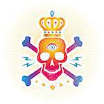 Vintage vector logo with skull with eye and crown