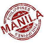 Red Manila stamp with white background, 3D rendering