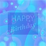 Happy Birthday Text on Blue Blurred Background