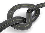 3d illustration of road knot over white background