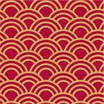 Traditional japanese seamless wave pattern in red and gold. Traditional japanese seamless wave pattern for textile, cover or package.
