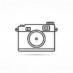 Retro photo camera line icon, vector eps10 illustration