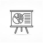 Business report with pie chart minimal line icon, vector eps10 illustration