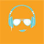 Vector illustration of color man with headphones