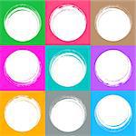 Colorful brush strokes circle buttons web design collection