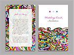 Wedding card template, abstract colorful design. Vector illustration