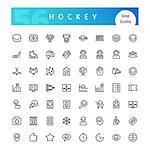 Set of 56 hockey line icons suitable for web, infographics and apps. Isolated on white background. Clipping paths included.