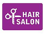 pink hair salon icon with scissors white silhouette