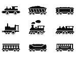 set of isolated train icons on white background