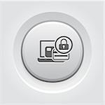 Secure Payment Icon. Grey Button Design. Isolated Illustration. App Symbol or UI element. Laptop with Bank Card and Padlock.