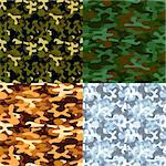 Set of four military camouflage seamless patterns