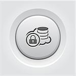 Secure Cloud Storage Icon. Grey Button Design. Security concept with a cloud and a padlock. Isolated Illustration. App Symbol or UI element.