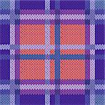 Seamless vector pattern as a woollen Celtic tartan plaid or a knitted fabric texture in violet, blue and terracotta hues