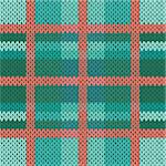 Seamless vector pattern as a woollen Celtic tartan plaid or a knitted fabric texture in green, turquoise and terracotta light colors