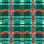 Seamless vector pattern as a woollen Celtic tartan plaid or a knitted fabric texture in green, turquoise and terracotta colors