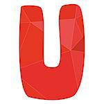 U red alphabet wrapping surface vector letter isolated on white background