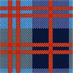 Knitting seamless vector pattern as a woollen Celtic tartan plaid or a knitted fabric texture in blue and red hues