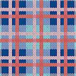 Knitting seamless vector pattern with perpendicular lines as a woollen Celtic tartan plaid or a knitted fabric texture in blue and pink hues