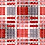 Knitting seamless vector pattern with perpendicular lines as a woollen Celtic tartan plaid or a knitted fabric texture in red, pink and grey colors