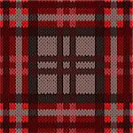 Knitting seamless vector pattern with perpendicular lines as a woollen Celtic tartan plaid or a knitted fabric texture mainly in dark red and brown hues