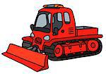 Hand drawing of a funny red tracked snowplow