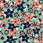 Vector illustration tropical flowers seamless background pattern