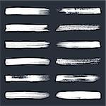 Big white vector art brush strokes collection isolated